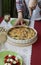 A gourmet lunch: spinach pie with cheese, a salad and wine