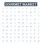 Gourmet market vector line icons set. Gourmet, Market, Delicatessen, Specialty, Food, Grocery, Shopping illustration