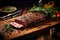 Gourmet Mastery: Grilled Steak on a Rustic Wooden Canvas