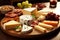 Gourmet Meat Sausages and Cheese Selection Plate with Antipasti. Delicacies and Flavors Galore