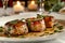 Gourmet Pan Seared Scallops with Fresh Herbs and Spices on Elegant Dining Table with Candlelight