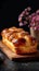 Gourmet pastry Dark background showcases delicious brioche, perfect for text