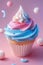 Gourmet Pink, Blue and White Cupcakes with Sugar Sprinkles