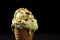 Gourmet Pistachio Ice Cream Delight: Delight in the gourmet allure of pistachio ice cream against a bold black backdrop