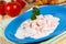 Gourmet prawn salad with yogurt cream