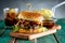 Gourmet Pulled Pork Burger with with Coleslaw and barbecue Sauce