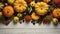 Gourmet Pumpkin Soup Amidst Harvest Vegetables.