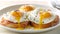 Gourmet sandwich featuring perfectly poached eggs professional food photography