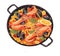 Gourmet seafood paella with fresh prawns