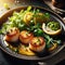 Gourmet Seared Scallops with Lemon and Greens, AI Generated