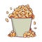 Gourmet snack bucket spilling popcorn