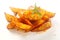 Gourmet Spicy Fried Potato Wedges on Plate