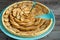 Gourmet traditional holiday apple tart. Rustic style and natural light.