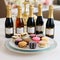 Gourmet Treats: Customized Mini Champagne Bottles on Elegant Wedding Reception Table