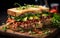 Gourmet Tuna Club Sandwich. Generative By Ai