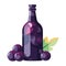 Gourmet wine bottle illustration with grape symbol