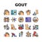 Gout Health Disease Collection Icons Set Vector