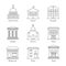 Government building outline icons set