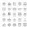 Government buildings vector thin line icons set