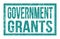 GOVERNMENT GRANTS, words on blue rectangle stamp sign