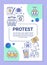 Government protest poster template layout. Public resistance banner, booklet, leaflet print design with linear icons