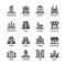 Government, public building vector icons set