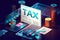 Government taxes and calculation tax return concept , Tax return online for tax payment , Government, state taxes, paperwork