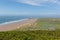 The Gower peninsula coast Wales UK in summer with caravans and camping