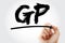 GP - Gross Profit acronym with marker, business concept background