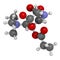 GPLC (glycine propionyl-L-carnitine) nutritional supplement molecule. 3D rendering.    Atoms are represented as spheres with