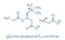 GPLC glycine propionyl-L-carnitine nutritional supplement molecule.  Skeletal formula.