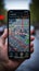 GPS app on phone, aiding car travel with a detailed map
