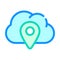 Gps location cloud storage color icon vector illustration