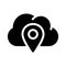 Gps location cloud storage glyph icon vector illustration