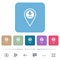 GPS location download flat icons on color rounded square backgrounds