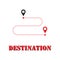 GPS motion from point to point along the way. Flat Breath for Advertising and Web Design. Point of Destination. Vector