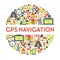 GPS navigation and maps, location and cartography, emblem or banner