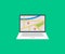 GPS navigation or route with check-in symbol on screen of Laptop logo design. UI pinning, discovery, geotag, tourism geolocation.