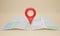 GPS. navigator pin checking with map on beige background. Location pin, 3d rendering illustration