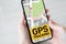 GPS tracking map on smartphone screen. Global positioning system, navigation concept.