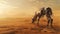 GPT Robotic horse strides through desert toward cityscape