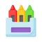 Grab this amazing icon of crayon colors, drawing tools, stationery equipment