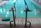 Grab bars ladder in the swimming pool