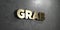 Grab - Gold sign mounted on glossy marble wall - 3D rendered royalty free stock illustration