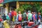 Grab and Now drivers queue to order food on Pham Ngoc Thach street. Online transportation service