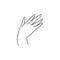 Grabbing hand. Man s hand pinching invisible item. Hand holding something with two fingers. Vector flat outline icon