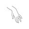 Grabbing hand. Man s hand pinching invisible item. Hand holding something with two fingers. Vector flat outline icon