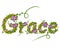 Grace, Christian word, flower letters.