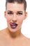 Graceful attractive woman with purple lips