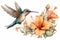 Graceful Avian Beauty: Tropical Bird Amidst Exquisite Vintage-style Flowers